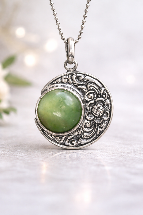Ye Ming Zhu Glowing Stone Pendant | Hand-Chased Silver Amulet | Protection Talisman Necklace