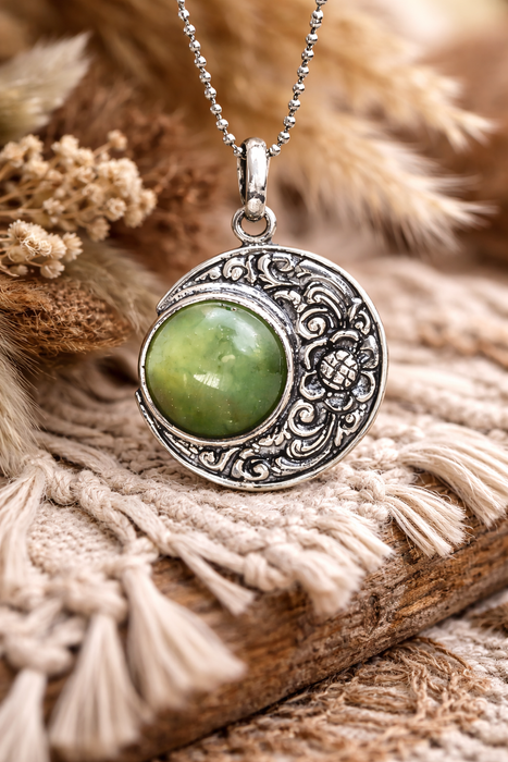 Ye Ming Zhu Glowing Stone Pendant | Hand-Chased Silver Amulet | Protection Talisman Necklace