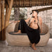 Comfortable summer pants Alladine with white rayon print