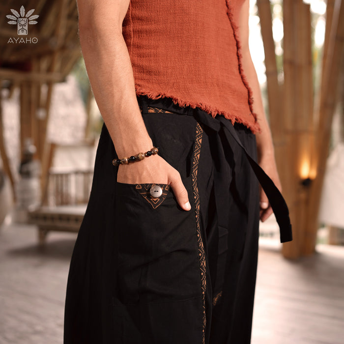 Easy to pair with your favorite tops, Comfy Boho Pants Alladine, Brown Pattern RAYON enhance any outfit effortlessly.