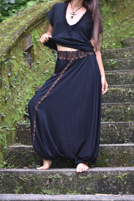 Ideal for festivals, Comfy Boho Pants Alladine, Brown Pattern RAYON keep you comfortable while looking stylish.