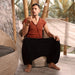 The unique brown pattern of Comfy Boho Pants Alladine, RAYON adds a distinctive flair to your bohemian style.