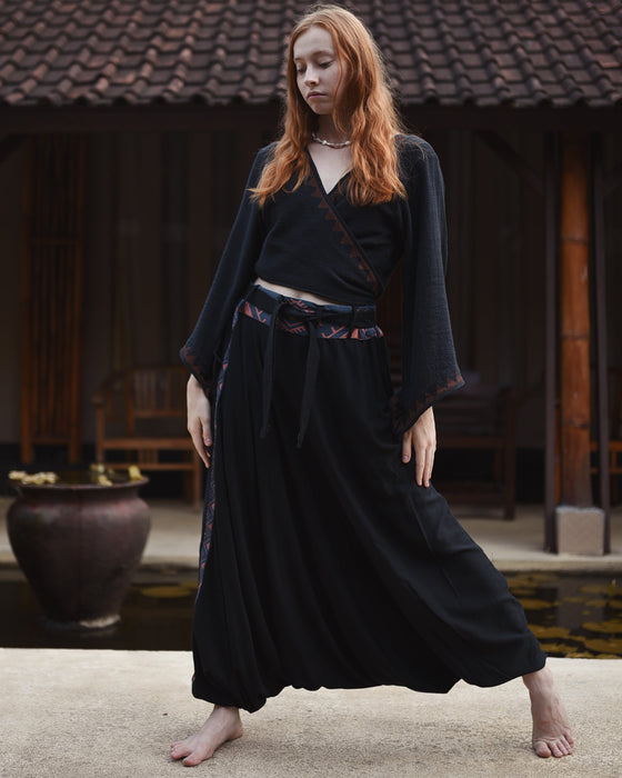 Easy to care for, Comfy Boho Pants Alladine, Grey Pattern RAYON are machine washable for your convenience.