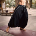 Comfy boho pants Alladine with white rayon pattern