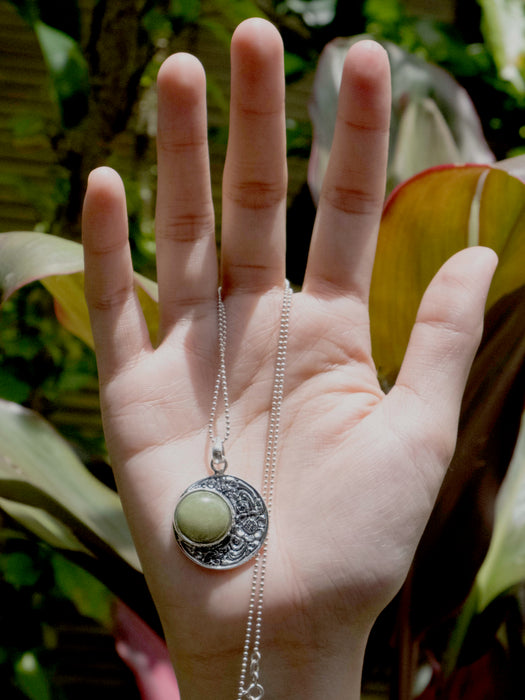 Ye Ming Zhu Glowing Stone Pendant | Hand-Chased Silver Amulet | Protection Talisman Necklace