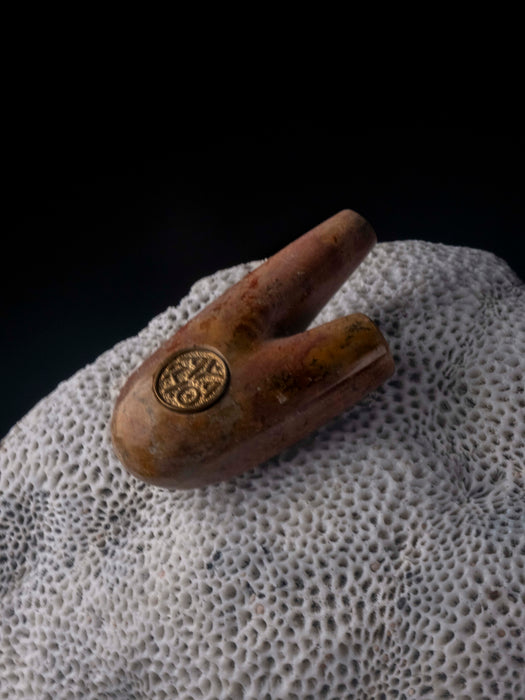 Pink Marble Stone Kuripe – Handmade Rapé Self-Applicator