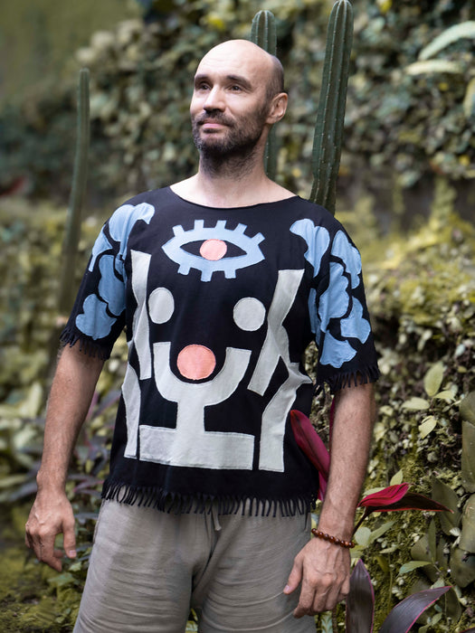 Ethnic Applique T-Shirt Handmade Cotton Festival Shirt