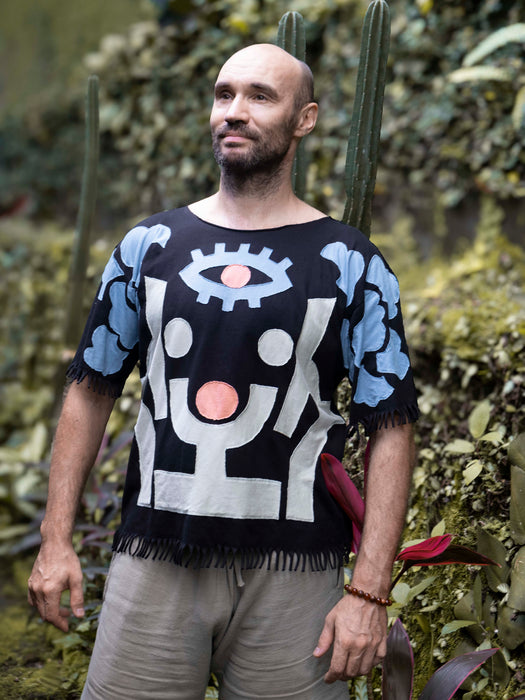 Ethnic Applique T-Shirt Handmade Cotton Festival Shirt