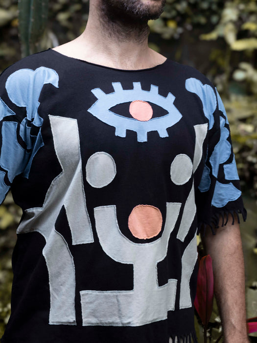 Ethnic Applique T-Shirt Handmade Cotton Festival Shirt