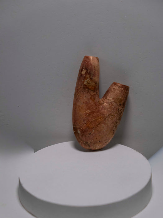 Pink Marble Stone Kuripe – Handmade Rapé Self-Applicator