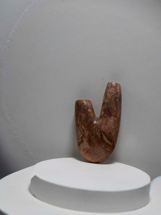 Pink Marble Stone Kuripe – Handmade Rapé Self-Applicator