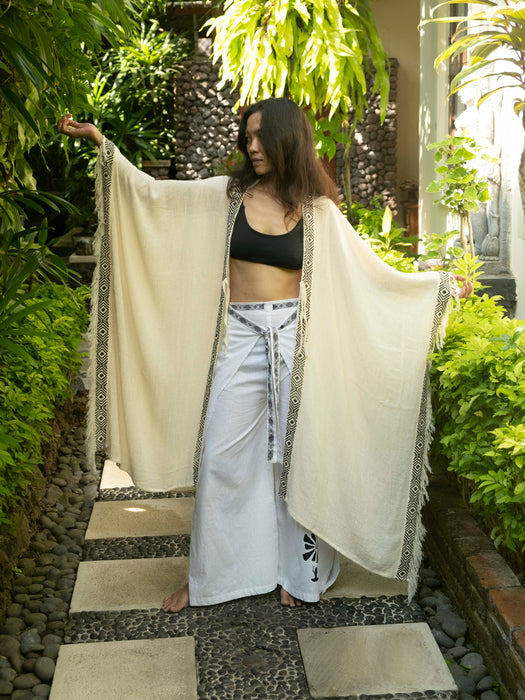 Boho Kimono – Handmade Cotton Festival Robe with Ethnic Embroidery