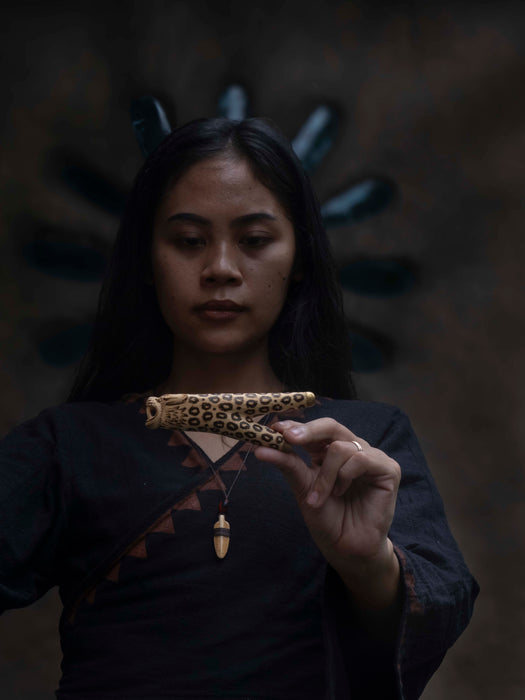 Jaguar Kuripe Pipe - Handmade Shamanic Hape Snuff Applicator
