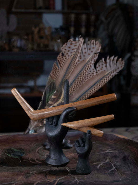 Teakwood Kuripe & Tepi Set | Hand-Carved Rapé Applicator Kit