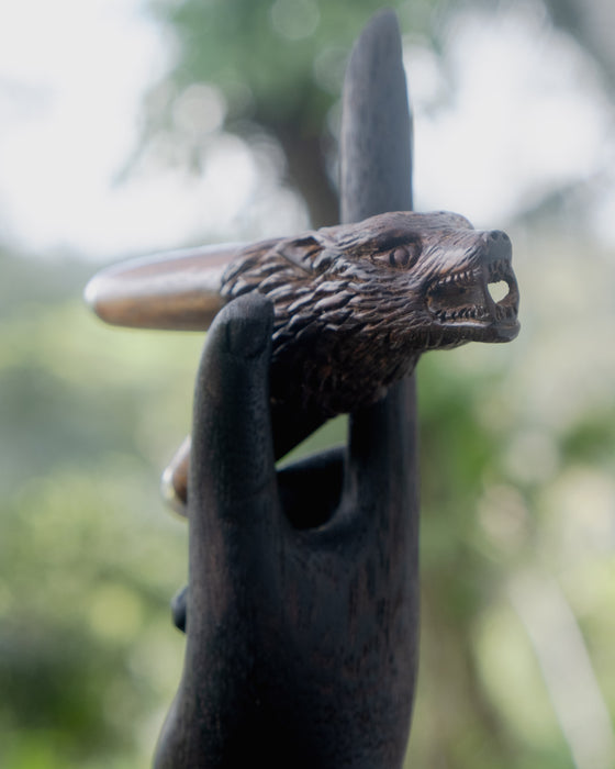 Rose Wood Wolf Kuripe with silver cups