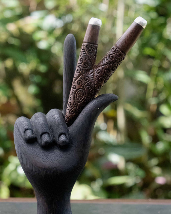 Balinese Carved Rosewood Shamanic Ritual Pipe
