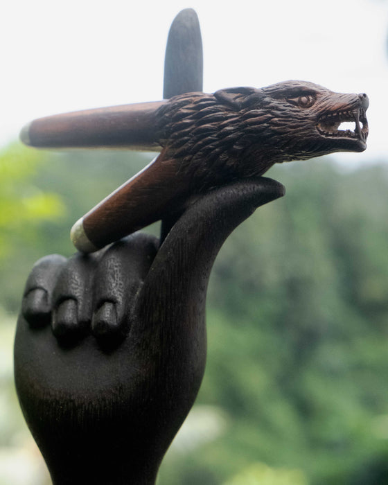 Rose Wood Wolf Kuripe with silver cups