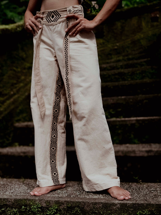 Cream Mocha Cotton Pants – New Pattern Boho Trousers