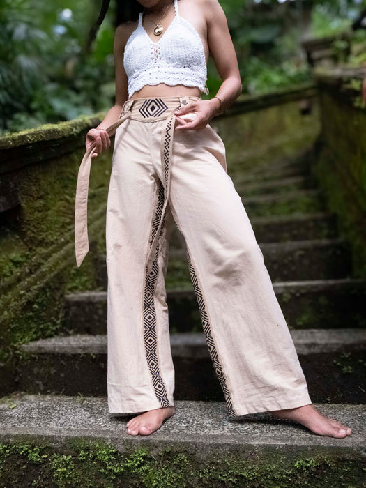 Cream Mocha Cotton Pants – New Pattern Boho Trousers