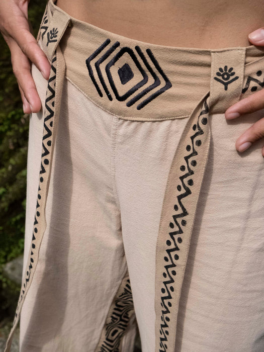 Cream Mocha Cotton Pants – New Pattern Boho Trousers