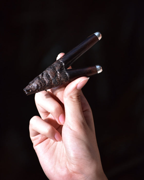 Kuripe Wolf • Rapé applicator • Sacred ceremony hape snuff self applicator • Kuripe pipe • Rape herb pipe handmade • Shamanic tools