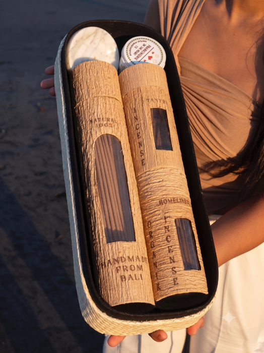 Bali Incense Gift Set | Tantra + Cosy Home + Frankincense | Spiritual Gift | Handmade Wood Box | Meditation