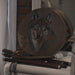 Handcrafted shaman drum featuring a striking wolf design, promoting deep spiritual connection and self-discovery.