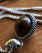Jewelry set earrings and pendant • Women's jewellery • Earrings handmade • Silver pendant • Tiger eye necklace • Silver charms