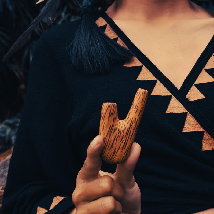 Ritual tool Kuripé Model U made from coconut wood, handmade in Bali