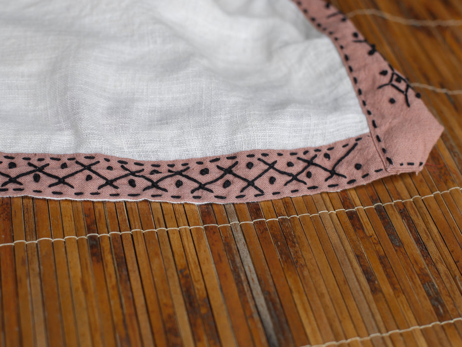 Linen Poncho Pink & Black