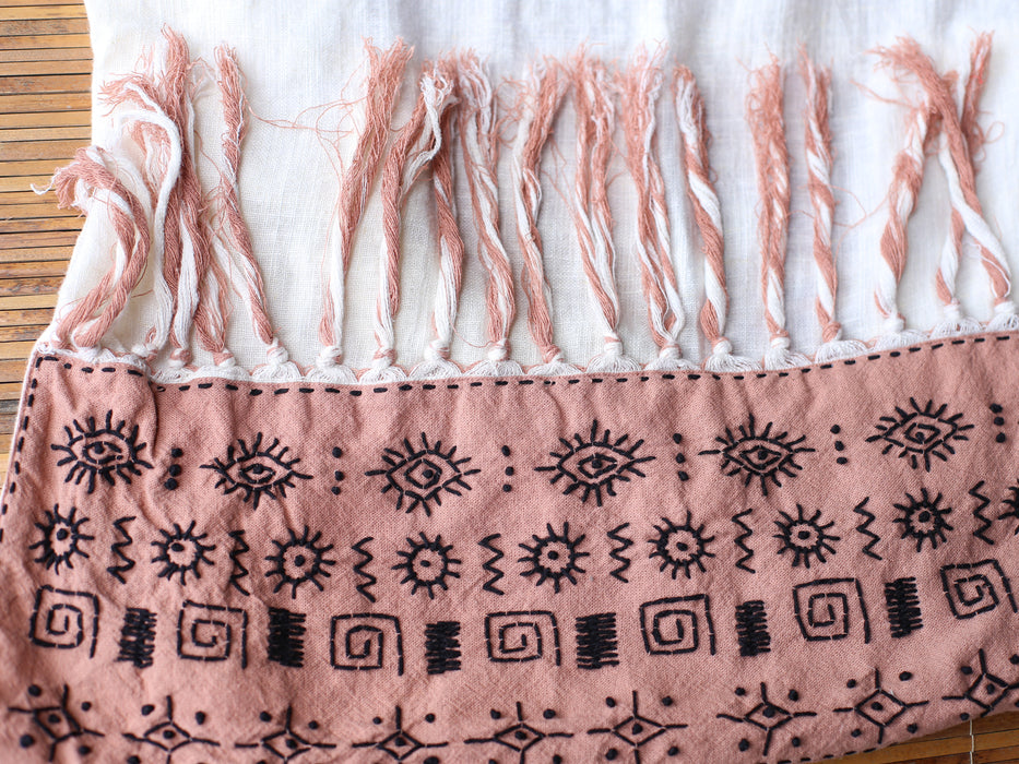 Linen Poncho Pink & Black