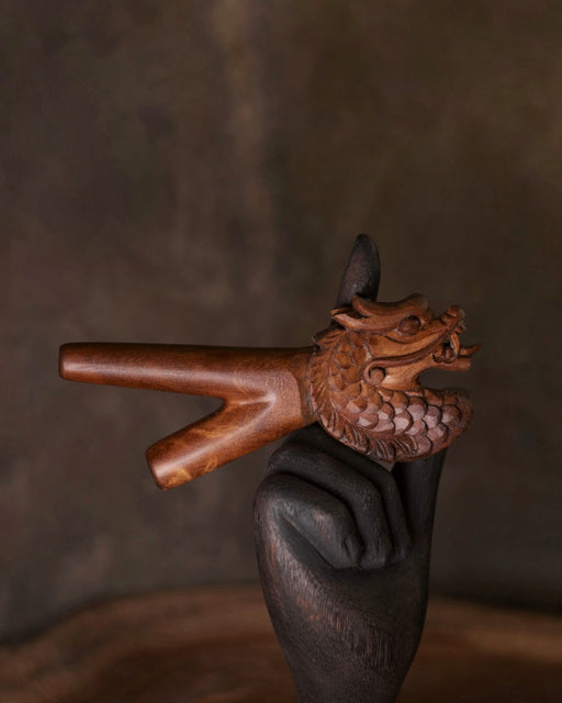 Dragon Kuripe Pipe for Hape Snuff - Wooden  Pipe for Herbal Medicine - Shamanic Tools TEAK  Wood Kuripe Applicator

