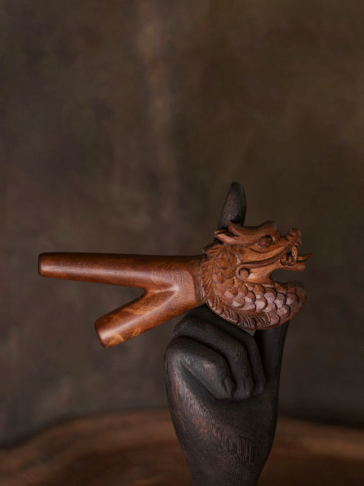 Dragon Kuripe Pipe for Hape Snuff - Wooden  Pipe for Herbal Medicine - Shamanic Tools TEAK  Wood Kuripe Applicator
