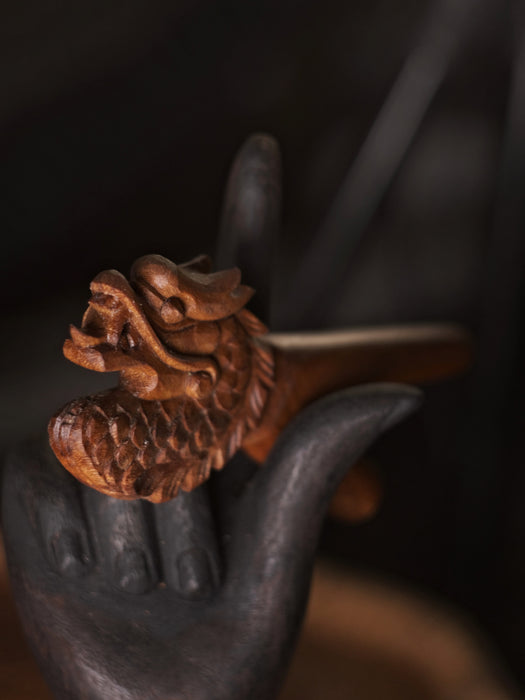 Dragon Kuripe Pipe for Hape Snuff - Wooden  Pipe for Herbal Medicine - Shamanic Tools TEAK  Wood Kuripe Applicator
