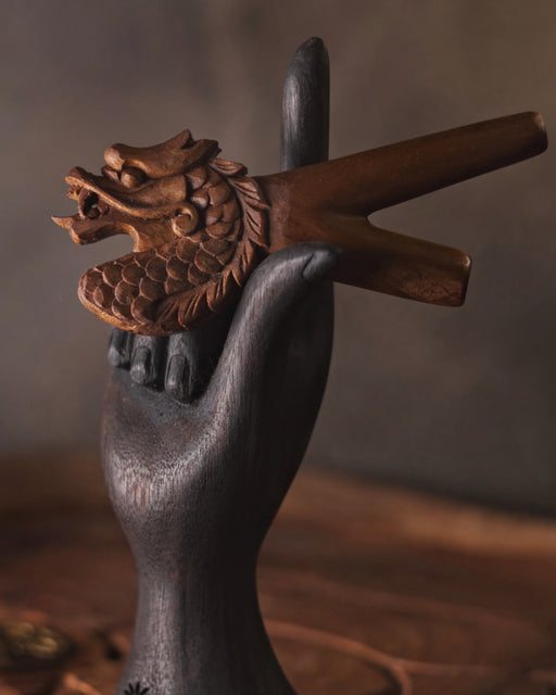 Dragon Kuripe Pipe for Hape Snuff - Wooden  Pipe for Herbal Medicine - Shamanic Tools TEAK  Wood Kuripe Applicator
