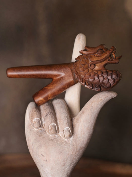 Dragon Kuripe Pipe for Hape Snuff - Wooden  Pipe for Herbal Medicine - Shamanic Tools TEAK  Wood Kuripe Applicator
