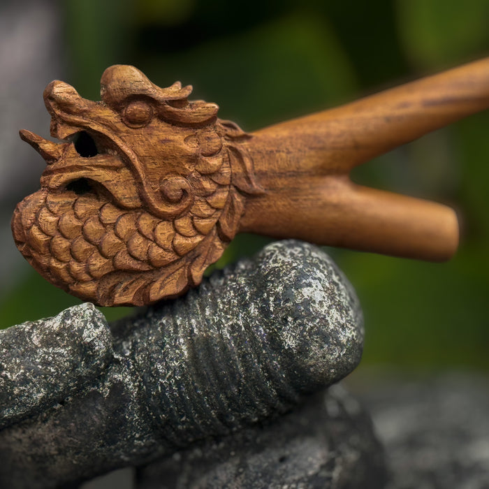 Dragon Kuripe Pipe for Hape Snuff - Wooden Pipe for Herbal Medicine - Shamanic Tools TEAK Wood Kuripe Applicator 