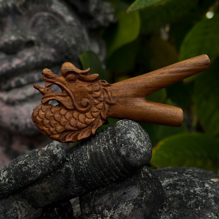 Dragon Kuripe Pipe for Hape Snuff - Wooden Pipe for Herbal Medicine - Shamanic Tools TEAK Wood Kuripe Applicator 