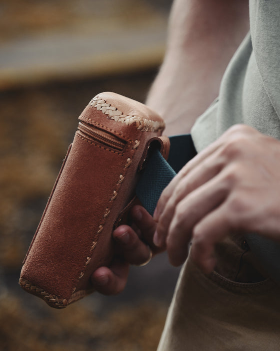Unique handmade leather pouch designed for sacred rituals.