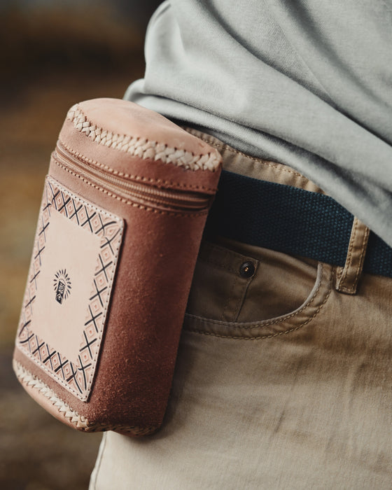Unique handmade leather pouch designed for sacred rituals.
