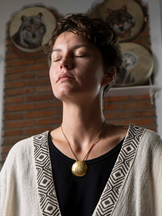 Amulet Shamanic mirror - Covered in Gold 18K