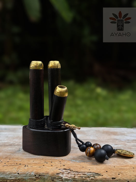 Double Kuripe Rosewood with Bronze Cup