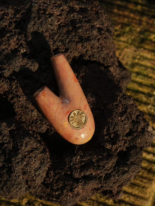 Pink Marble Stone Kuripe – Handmade Rapé Self-Applicator