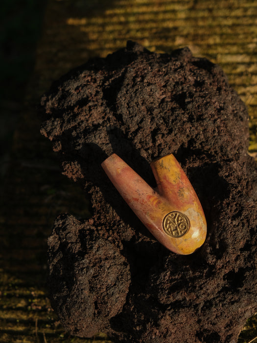 Pink Marble Stone Kuripe – Handmade Rapé Self-Applicator