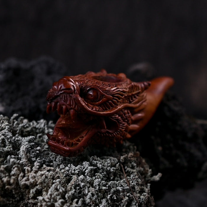 Carved wood smoking pipe «Dragon»