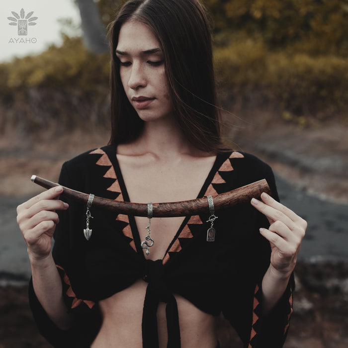 The Mango Wood Tepi, with Silver Cups, is embellished with silver, adding elegance and beauty to your spiritual practices.