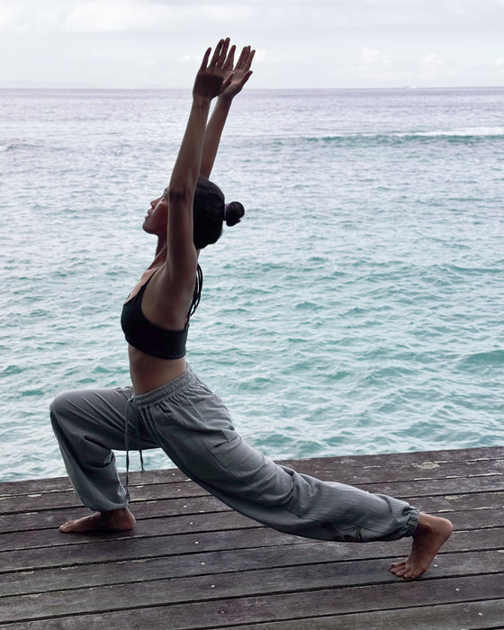 Hand-Painted Cotton Training Pants – Unisex Yoga & Travel Pants with Pockets – Artistic Taichi Loungewear