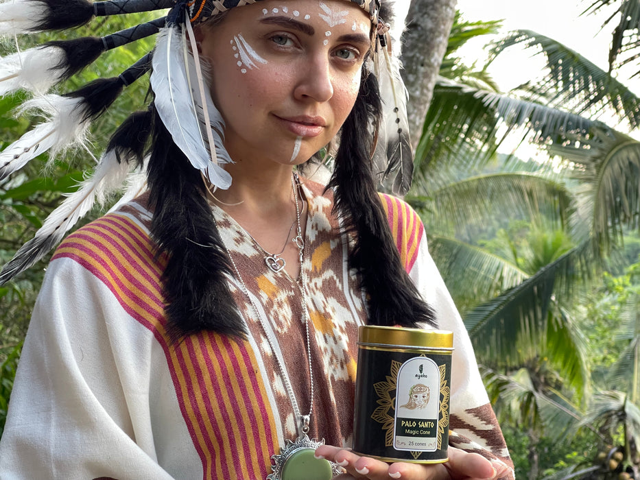 Luxury Palo Santo cone assortment in elegant glass jar with wooden lid, perfect for gifting