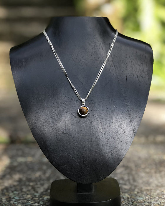 Jewelry set earrings and pendant • Women's jewellery • Earrings handmade • Silver pendant • Tiger eye necklace • Silver charms