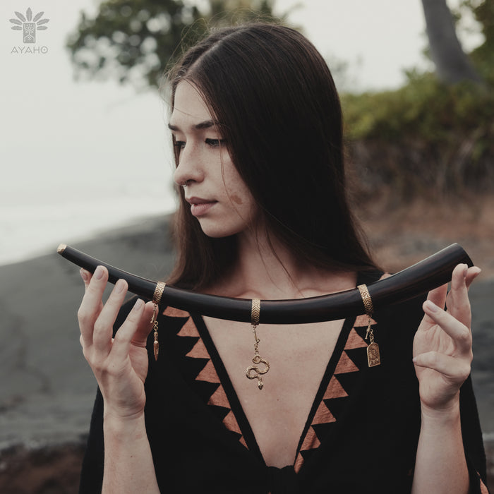 The Rose Wood Tepi, with Bronze Cups, is embellished with bronze, adding elegance and beauty to your spiritual practices.

